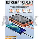 Повербанк 20000 mAh, павербанк сонячна панель, powerbank з ліхтариком, швидка зарядка, фото 5