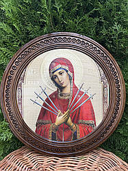 Дерев'яна тарілка (ікона) "Семистрільна" 40 см