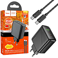 МЗП Hoco CS26A PD45W+QC3.0 (2Type-C/1USB) + Type-C/Type-С чорний