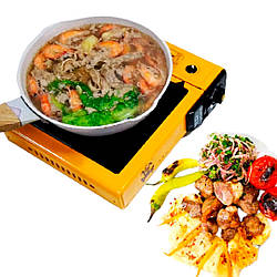 Портативна газова плита у валізі 2300Вт, BDZ-290A, Помаранчева / Переносна газова плитка-барбекю