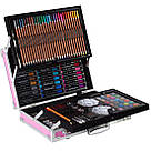 Набір для малювання у валізі 145 предметів, Рожевий / Дитячий набір для творчості, фото 4