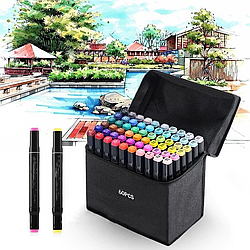 Набір двосторонніх маркерів 60 шт / Спиртові скетч маркери для малювання