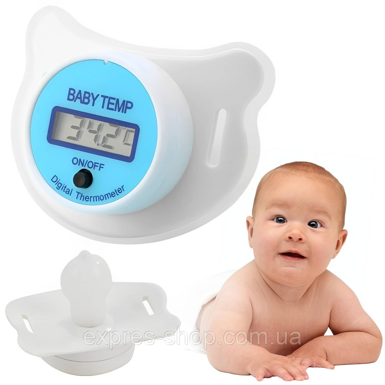 Дитяча соска-термометр BABY TEMP NJ-347 / Цифровий градусник-соска з дисплеєм / Пустушка-термометр, фото 1