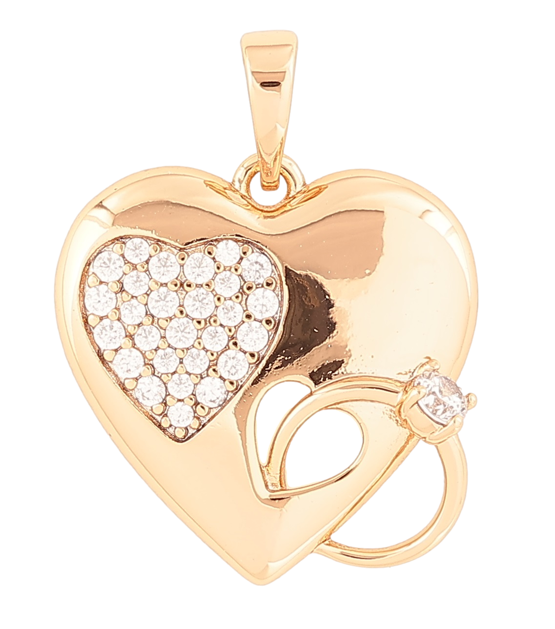 Кулон Xuping Позолота 18K «Сердечко з каблучкою» для ланцюжка до 6мм