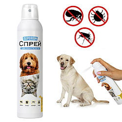 Спрей 300 мл від кліщів, бліх, та комарів для собак та кішок, SUPERIUM / Засіб від паразитів та комах