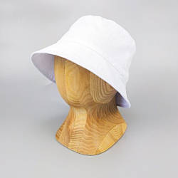 Дитяча коттонова панама, 48 р, Біла / Літня панамка для дівчаток та хлопчиків / Однотонний капелюшок від сонця