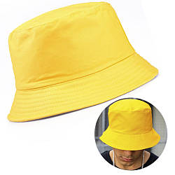 Чоловіча однотонна панама (58-60р), Жовта / Коттонова панамка / Літній головний убір / Капелюшок від сонця