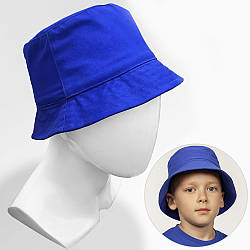 Дитяча коттонова панама, 48 р, Синя / Літня панамка для дівчаток та хлопчиків / Однотонний капелюшок від сонця