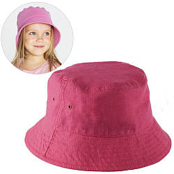 Дитяча коттонова панама, 48 р, Рожева / Літня панамка для дівчаток та хлопчиків / Однотонний капелюшок від сонця