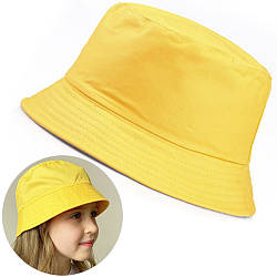 Дитяча коттонова панама, 48 р, Жовта / Літня панамка для дівчаток та хлопчиків / Однотонний капелюшок від сонця