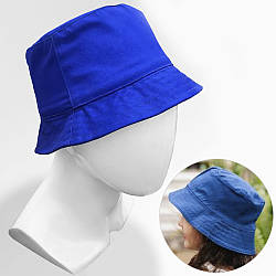Дитяча коттонова панама, 52 р, Синя / Літня панамка для дівчаток та хлопчиків / Однотонний капелюшок від сонця