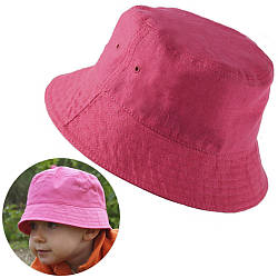 Дитяча коттонова панама, 52 р, Рожева / Літня панамка для дівчаток та хлопчиків / Однотонний капелюшок від сонця