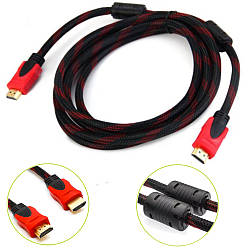 Кабель HDMI-HDMI 5м, з посиленою обмоткою та фільтрами / Посилений HDMI шнур / Високошвидкісний кабель