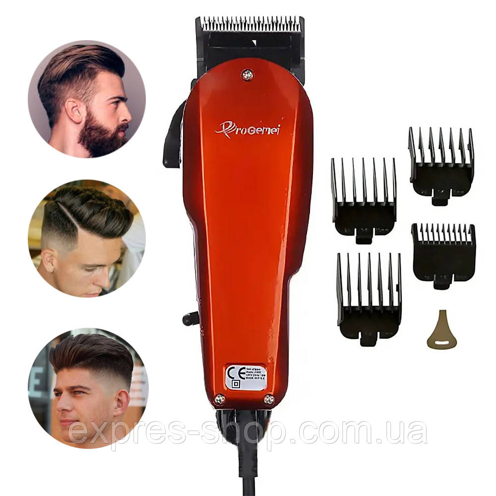 Професійна машинка для стрижки волосся на 15ВТ с 4 насадками, GM 1005 / Електрична машинка для стрижки, фото 1