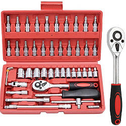 Набір інструментів 46 предметів в кейсі PIECE TOOL SET / Автомобільний набір головок з тріскачкою