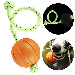 М'ячик, що світиться (5см) на шнурку для собак, ЛАЙКЕР5 Люмі / М'яч для ігор з цуценятами / Гра для собак у темряві