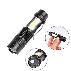 Ручний ліхтарик з акумулятором BL-525 + COB / Потужний світлодіодний ліхтарик / Ліхтар акумуляторний