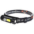 Налобний ліхтар із магнітом та USB зарядкою BL 211 ХРЕ-COB / Акумуляторний ліхтарик на голову, фото 3