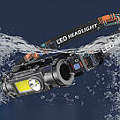 Налобний ліхтар із магнітом та USB зарядкою BL 211 ХРЕ-COB / Акумуляторний ліхтарик на голову, фото 8