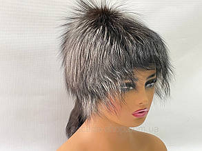 Жіноча зимова шапка з хутра чорнобурки "Парик"