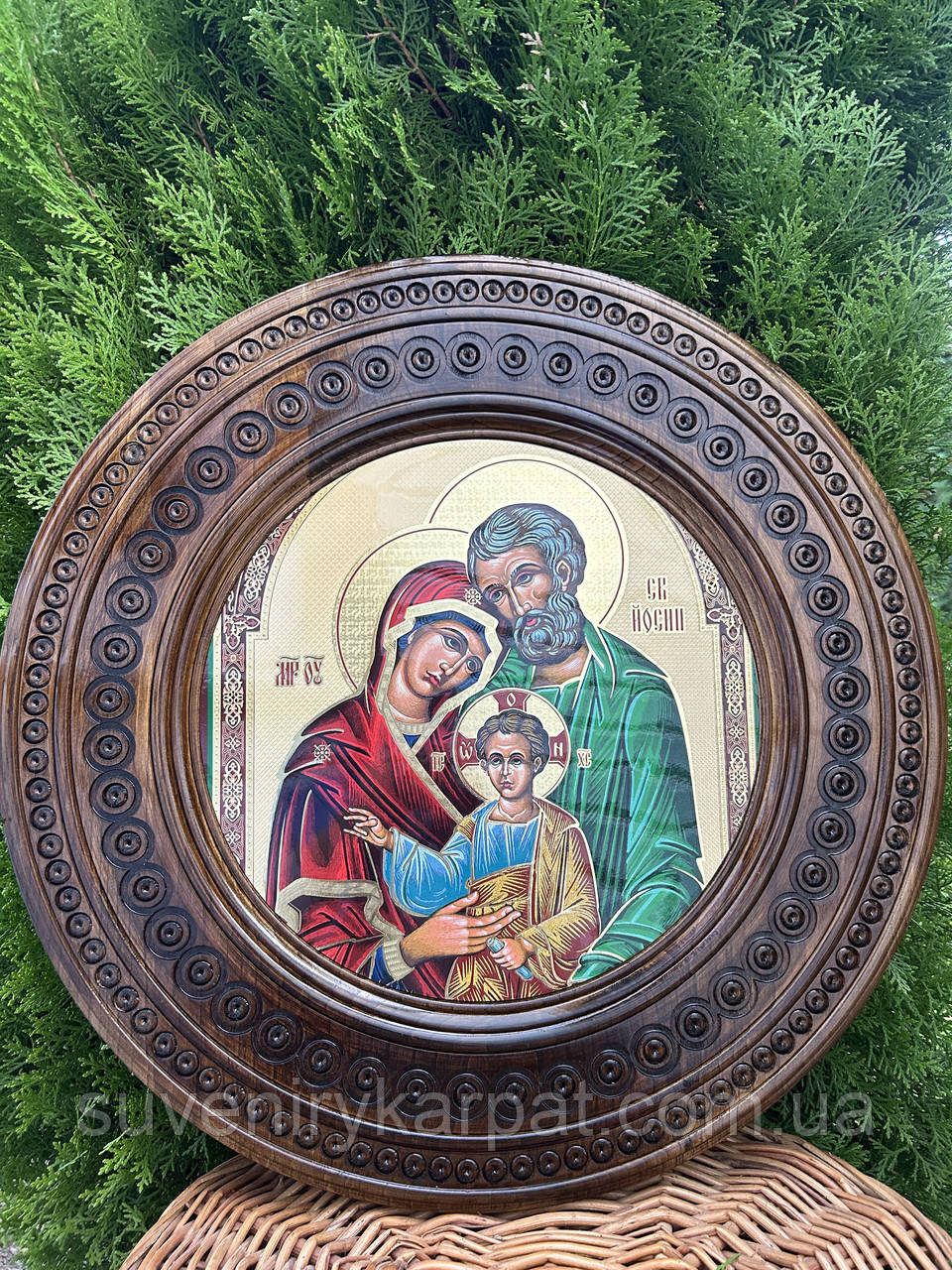 Дерев'яна тарілка (ікона) "Свята Родина" 50 см., фото 1