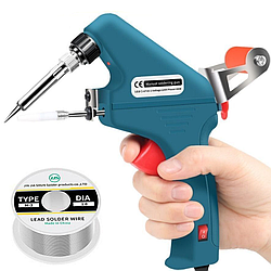 Паяльник з автоматичною подачею припою 60Вт 480°С + Провід 50G / Електропаяльник напівавтомат / Міні паяльник