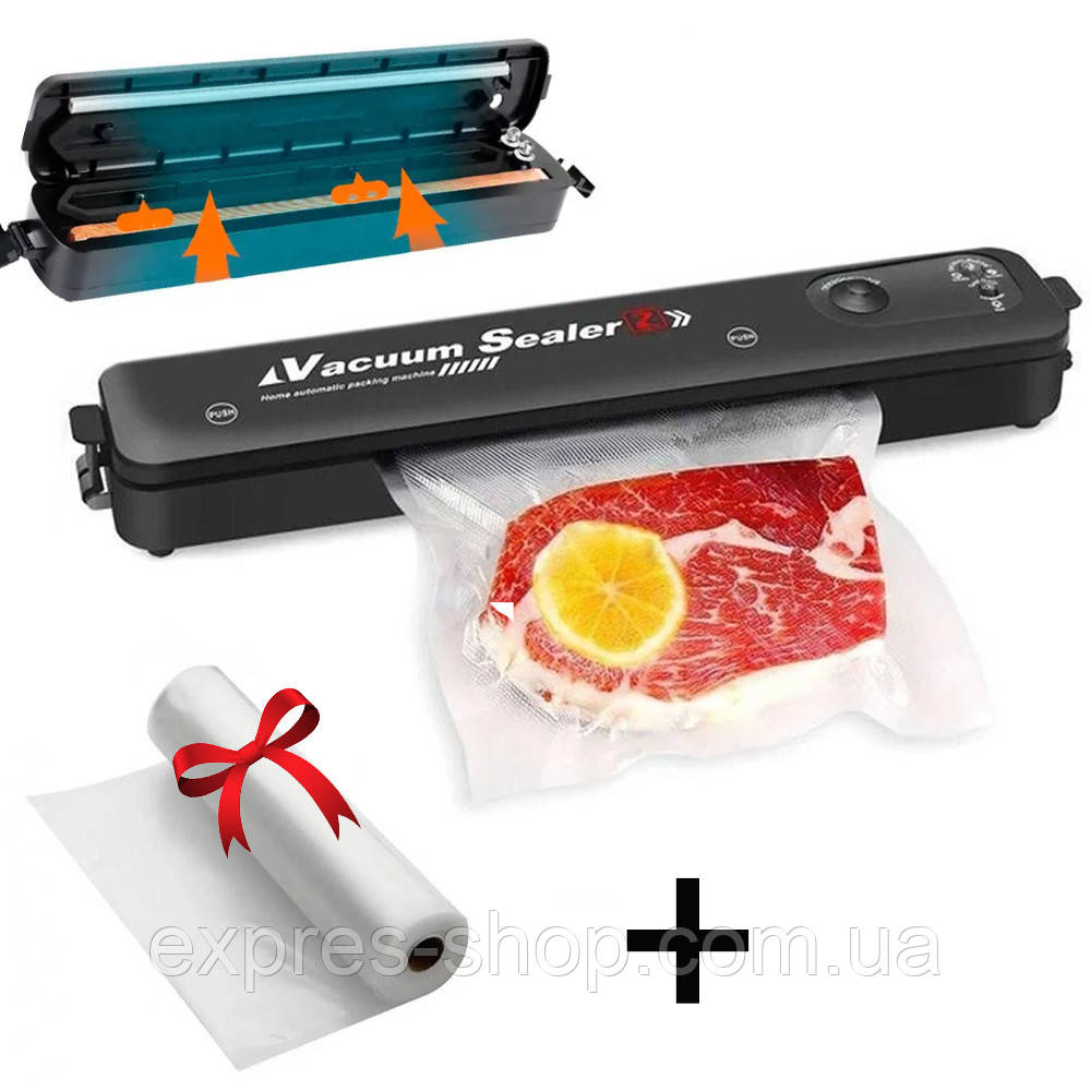 Вакууматор Vacuum Sealer +  Пакети в рулоні 5м х 25см / Вакуумний пакувальник / Вакууматор для продуктів, фото 1
