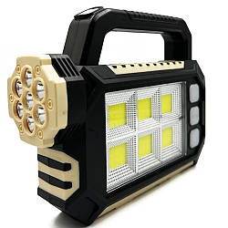 Ліхтар-прожектор 2в1 HS-8029, 2800 мАг, із сонячною панеллю, USB-зарядкою та PowerBank / Ручний LED світильник