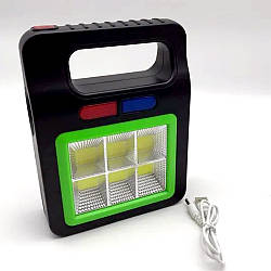 Ліхтар акумуляторний, з сонячною панеллю, USB, YX-605COB-6 / Світлодіодний LED ліхтарик / Прожектор переносний