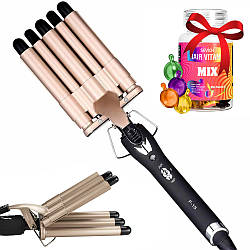 Плойка п'ять хвиль GM 2933 + Подарунок Капсули для волосся мікс 30 шт Sevich / Плойка з регулюванням температури