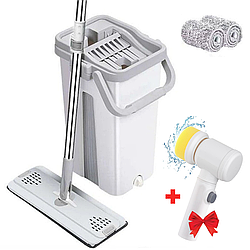 Набір швабра і відро 11л Cleaning Mop +  Електрична щітка Magic Brush / Складна швабра для миття