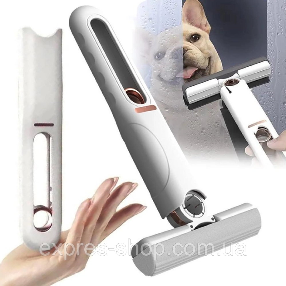 Портативна міні швабра з віджиманням Mini Mop / Швабра для миття вікон / Складна швабра для авто, будинку, офісу, фото 1