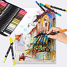 Акварельні маркери двосторонні 48шт із сумкою, Color pencil / Набір маркерів для малювання / Скетч маркери, фото 2