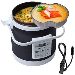 Автомобільна мультиварка 1л, від прикурювача 12В/24В / Мультиварка в машину зі знімною чашею