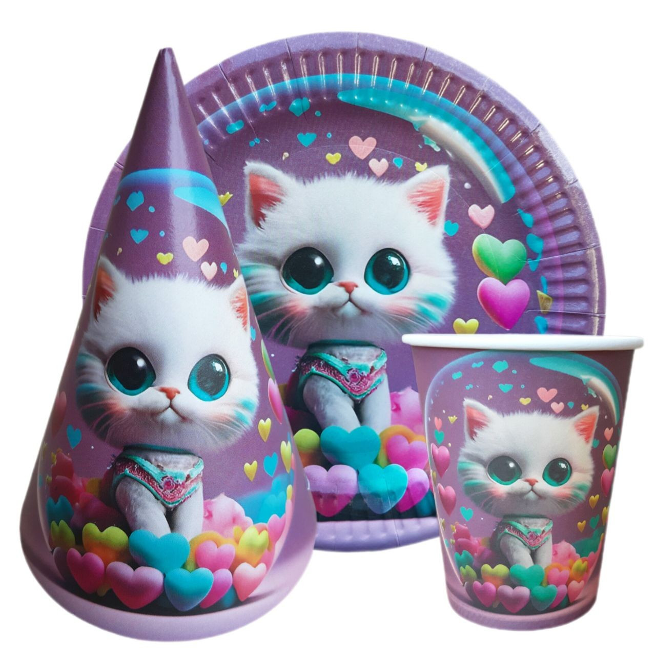 Набір тематичной посуди "Бiлий котик".