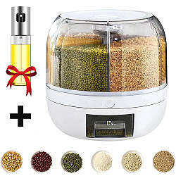 Круглий диспенсер для сипучих продуктів + Подарунок Розпилювач для олії OIL BOTTLE / Настільний органайзер