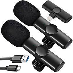 Бездротовий петличний мікрофон (2шт) Lightning, K11 / Мікрофон петличний для телефону / Мікрофон для айфон