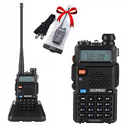 Рація Baofeng UV-5R до 5 км, 5 Вт + Подарунок Водонепроникний чохол / Тактична рація / Військова радіостанція