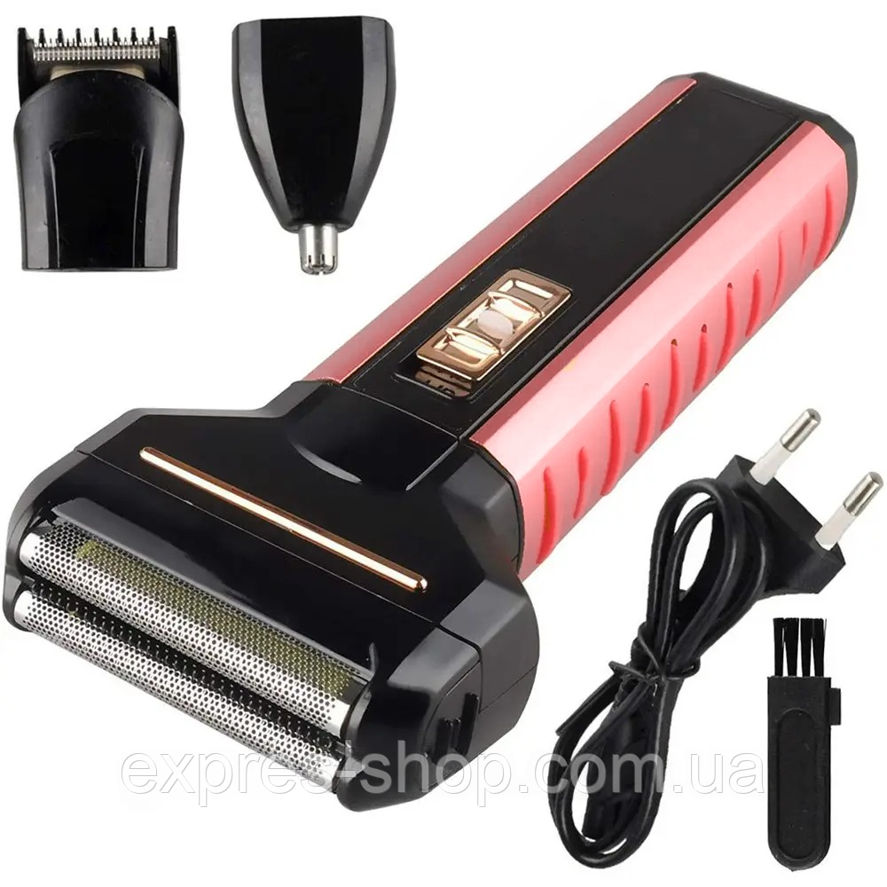 Електробритва тример 3в1, GM 789 / Акумуляторна бритва для бороди та носа / Бездротовий триммер для гоління, фото 1