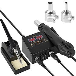 Паяльна станція 2в1 паяльник 80Вт з термофеном 600Вт / Набір для паяння фен з паяльником / Термофен паяльний