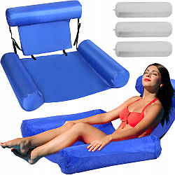 Надувний матрац для плавання, 120х100см, Синій / Водне крісло для плавання / Складний матрац для купання