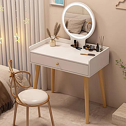 Туалетний столик із дзеркалом та підсвічуванням (120*70*40см), на ніжках / Косметичний столик для макіяжу