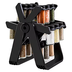 Органайзер для спецій на 18 баночок, що обертається, Spice Rack, Чорний / Карусель для спецій / Набір для спецій