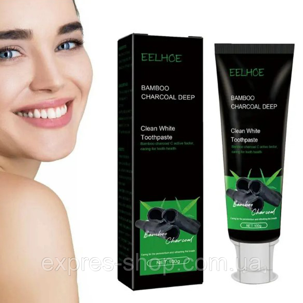 Відбілююча зубна паста з бамбуковим вугіллям / Паста для відбілювання зубів / Паста для зубів, фото 1