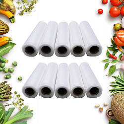Комплект 10 шт Пакети в рулоні для вакууматора 5 м х 25 см / Вакуумний рулон для вакуумного пакувальника