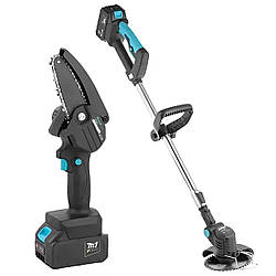 Набір акумуляторний 2в1 ланцюгова міні пила + триммер 36В, КRА-808 / Пила акумуляторна / Тример для трави