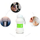 Складна силіконова пляшка, 550 мл, до 60°С, Foldable Bottle / Пляшка для води / Спортивна пляшка, фото 5