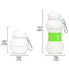 Складна силіконова пляшка, 550 мл, до 60°С, Foldable Bottle / Пляшка для води / Спортивна пляшка, фото 9