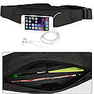 Спортивна сумка на пояс 38х12х2см, Чорна / Бананка / Сумка для бігу / Маленька сумка для спорту, фото 6