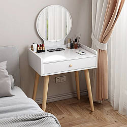 Туалетний столик з дзеркалом (80×45×13см), 1 шухляда / Столик для макіяжу / Туалетний стіл
